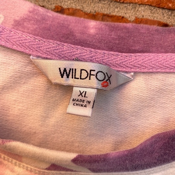 Wildfox Womens XL Purple Tie Dye Star Printed Cropped Crop Sweatshirt - Picture 4 of 8